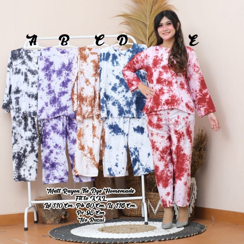 Mav_boutique Setelan Piyama Tie Dye Lengan Panjang Pajamas Cantik Viral