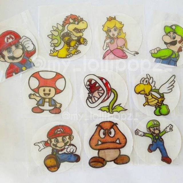 

Mario Bross, Edible Rice Paper/stiker nasi/rice sticker/hiasan bento/edibel/stiker nasi bento