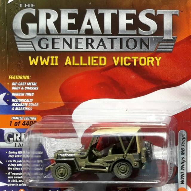 JOHNNY LIGHTNING WWII JEEP WILLYS MB with TOP DIRTY ver - the GREATEST GENERATION ARMY