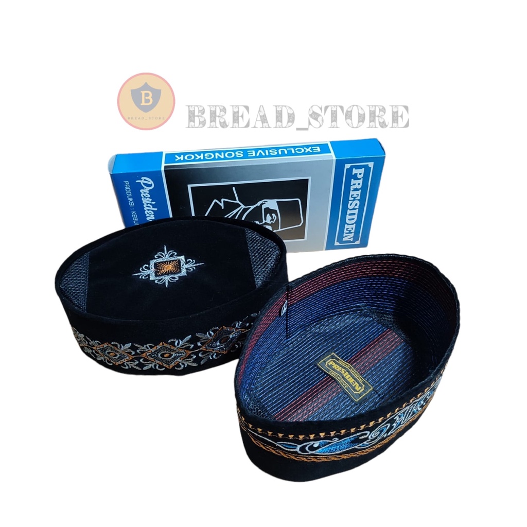 Peci Kopiah Songkok Hitam Motif Batik Bordir Tinggi 9cm Murah Harga Grosir - Peci Kopeah Pria Model Terbaru Bisa Bayar di Tempat COD