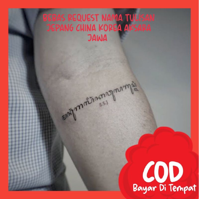 Tato Temporer Tatto Temporary Custom Request Nama Tulisan Jepang China Korea Aksara Jawa Romawi