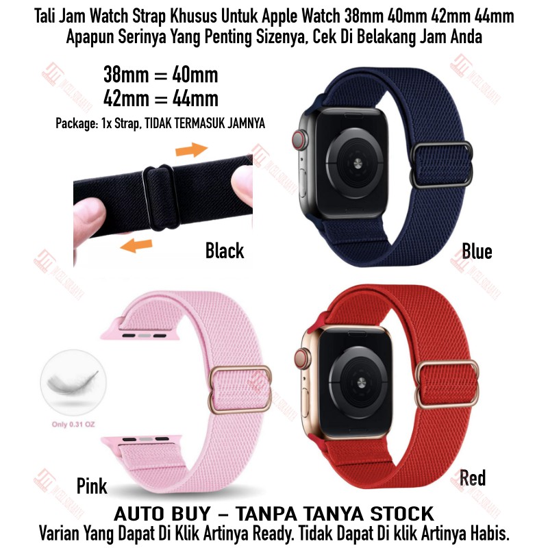 Tali Jam Nylon Strap Apple Watch 45mm 44mm 42mm 41mm 40mm 38mm - Solo Loop Adjust