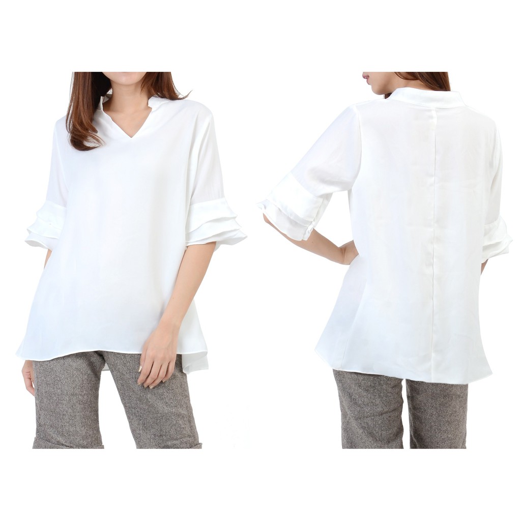 [Blouse Sahara Broken white SW] blouse wanita wolly crepe broken white