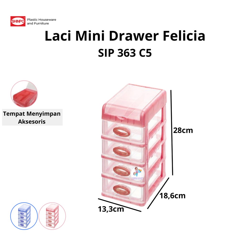 Shinpo Laci Plastik Mini Drawer Felicia Susun 4 363 C5