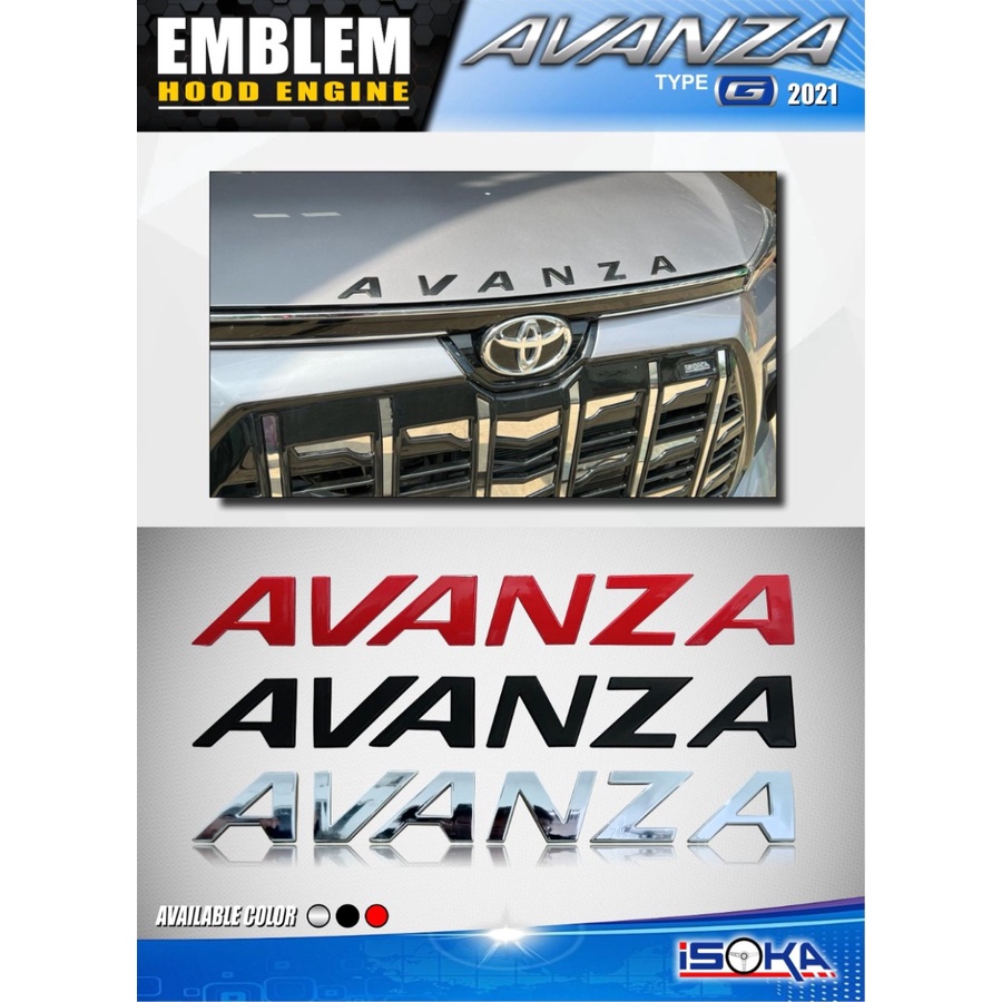 EMBLEM TULISAN AVANZA KAP MESIN MOBIL EMBLEM HURUF AVANZA