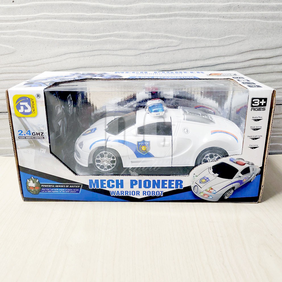 Mech Pioneer Warrior Robot RC Mainan Police Deformation Car Remote Mobil Polisi Transformer Robocop