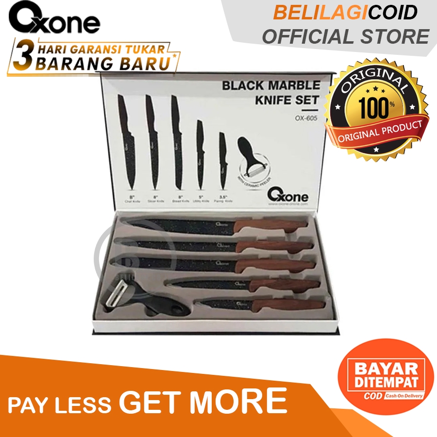 Oxone OX-605 Pisau Dapur Black Marble Knife Set / Pisau Set Dapur OXONE OX605 / Oxone Pisau Dapur OX