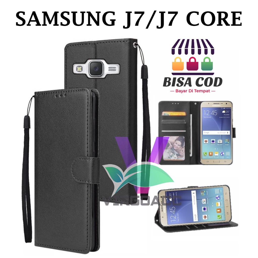 LEATHER CASE FLIP SAMSUNG J7/J7 CORE-FLIP COVER DOMPET CASING-WALLET LEATHER CASE FLIP SARUNG BUKU F