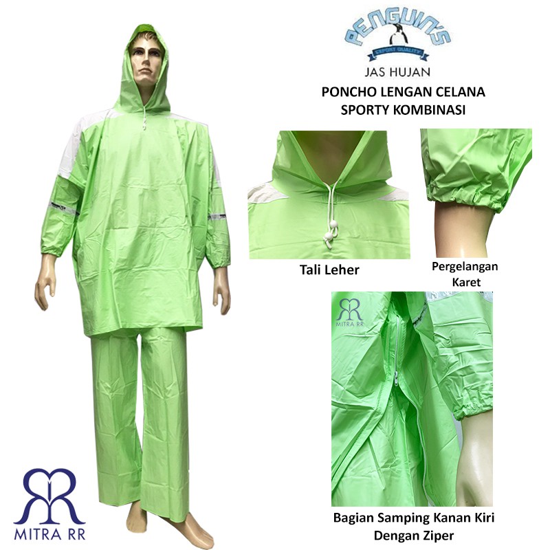 Jas Hujan Ponco Lengan Celana Sporty Kombinasi Jas Hujan Poncho Pastel XL