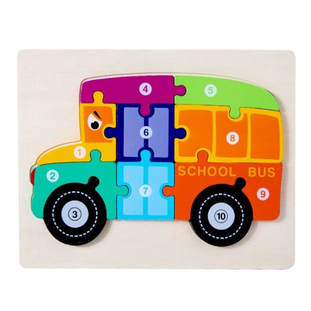 MAINAN PUZZLE KAYU ANAK 3D / JIGSAW PUZZLE KAYU LUCU DENGAN NOMER / PUZZLE 3D TIMBUL LUCU