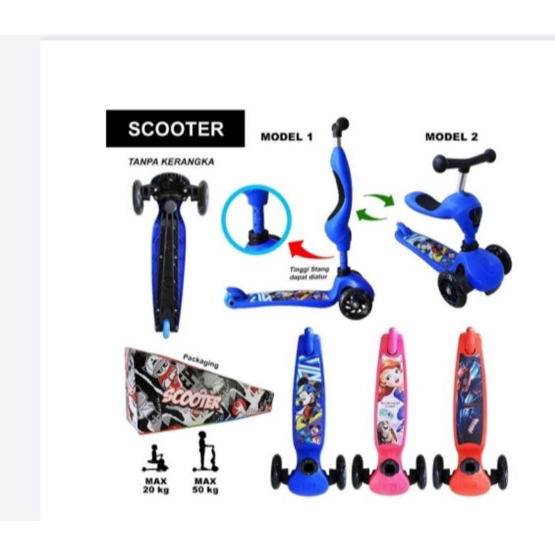 scooter anak 2 in 1 warna pink/ otoped anak