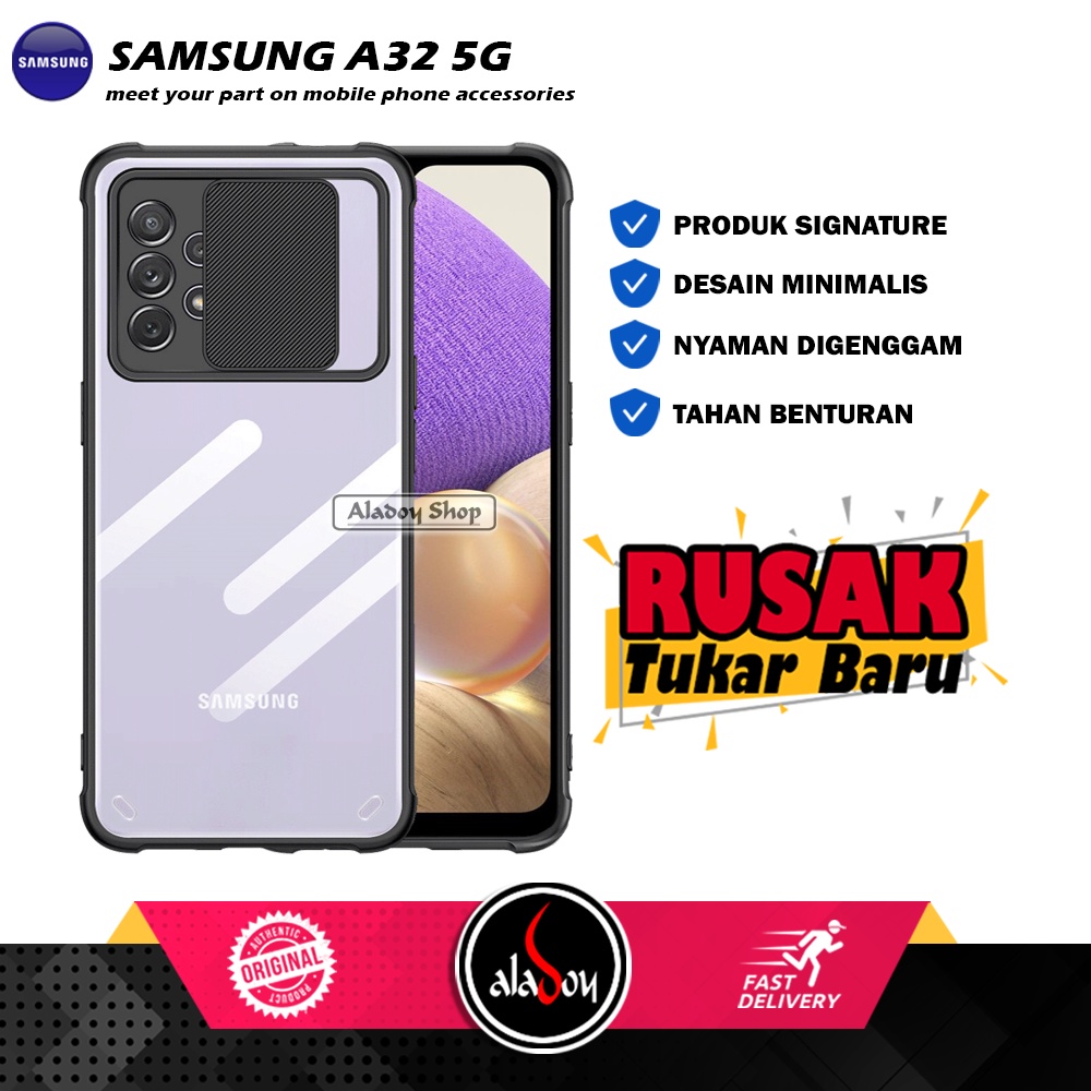 Case Samsung Galaxy A32 5G Armor Sliding Transparent Protection Camera Premium Casing