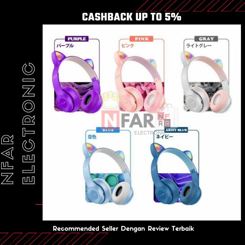 Headset Anak Model Telinga Kucing With Mic Headphone Anak Belajar Model Kucing With Mikrofon