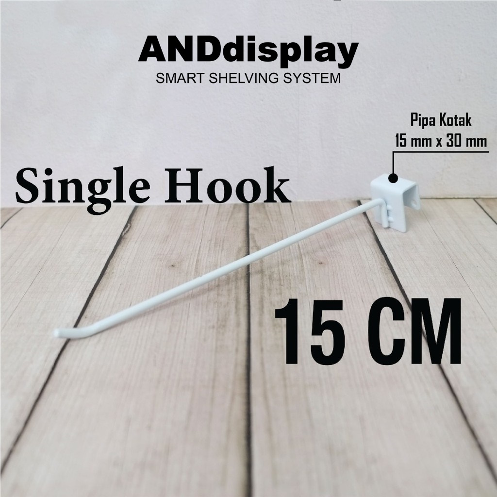 SINGLE HOOK 15 CM PUTIH / 10 PCS CANTOLAN KAWAT GANTUNGAN PIPA KOTAK