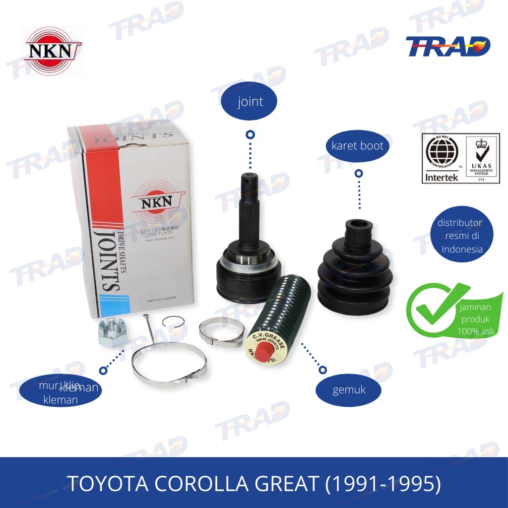 CV Joint AS Roda Luar NKN Toyota Corolla Great, Corona 1.6L