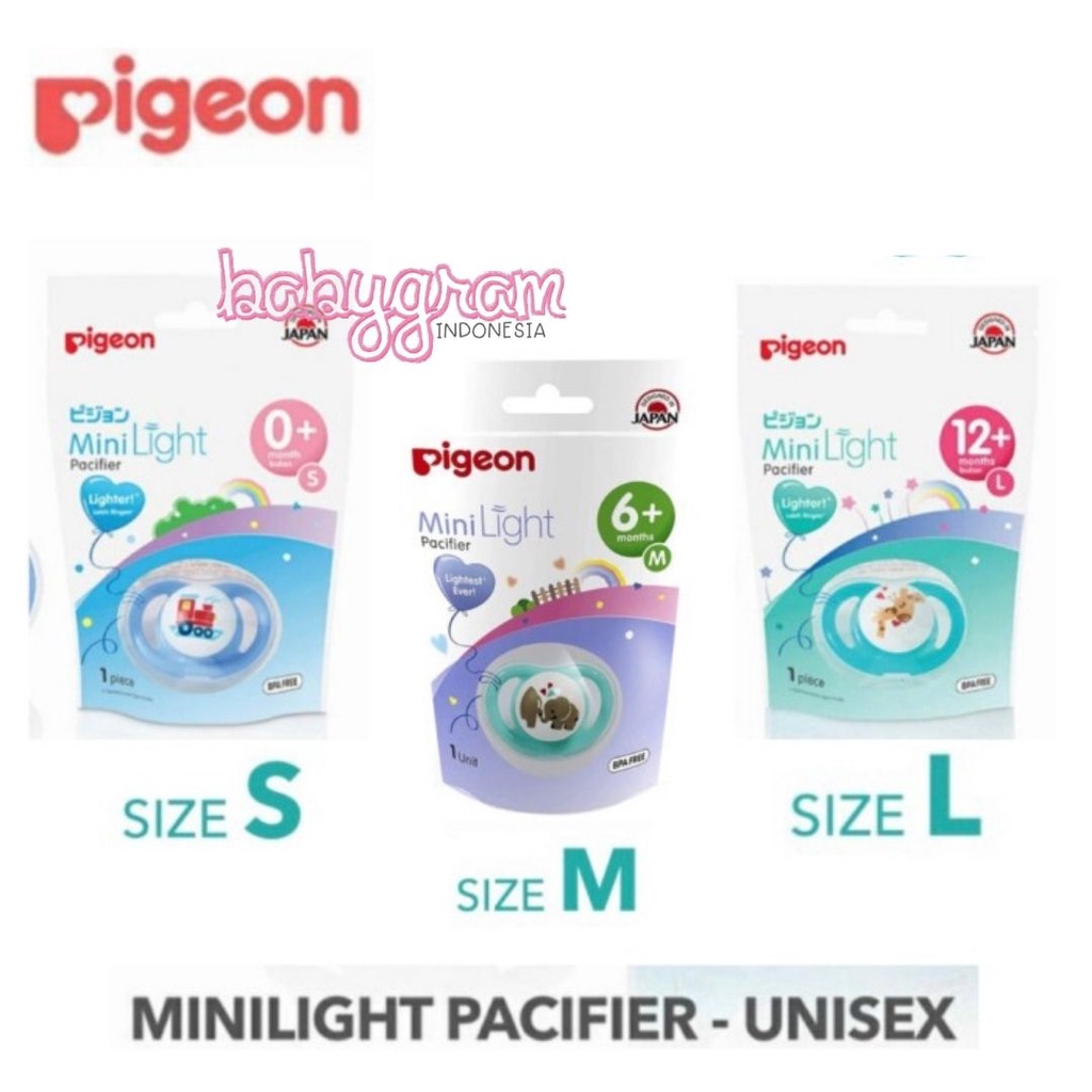 Pigeon Pacifier Mini Light Silicone Baby S M L Empeng Bayi Ada Tutup