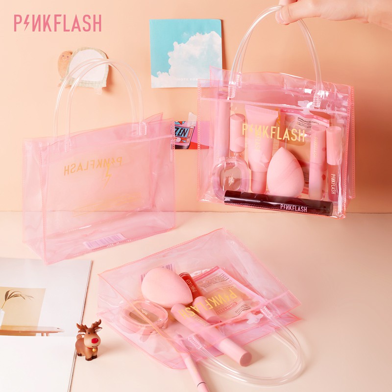 PINKFLASH PVC PINK Handbag  Gift bag Waterproof PVC Travel pouch Cosmetic pouch transparent bag