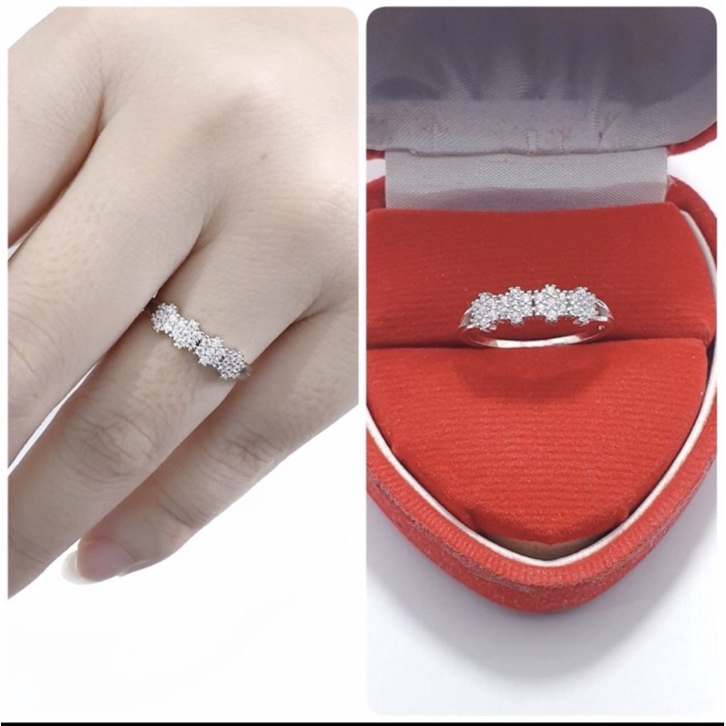 Cincin perak 925 lapis emas putih cincin cewek simple perak 925 S444