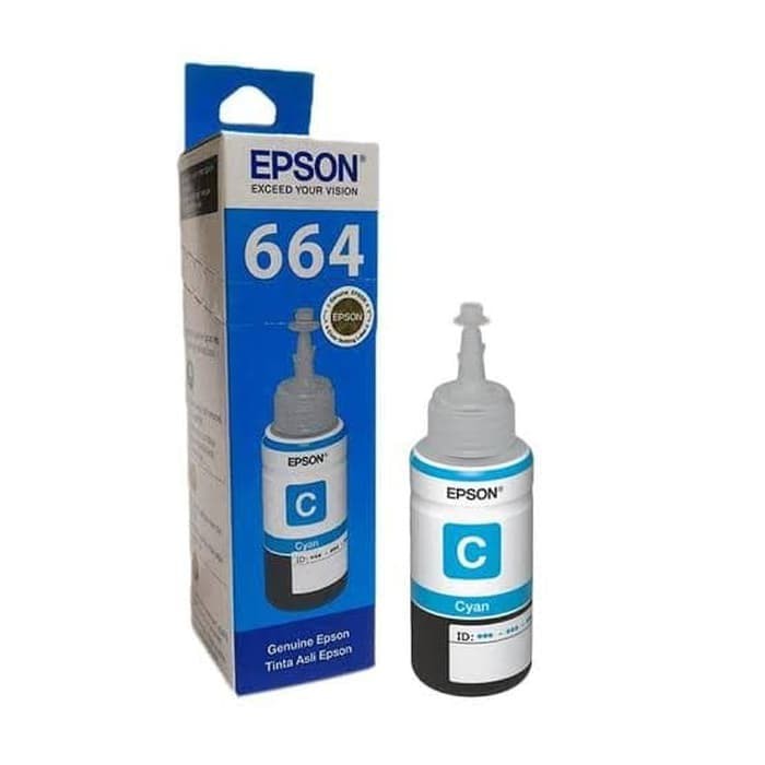 Tinta Epson T664 T6642 664 6642 Cyan Cartridge Original Ori Asli