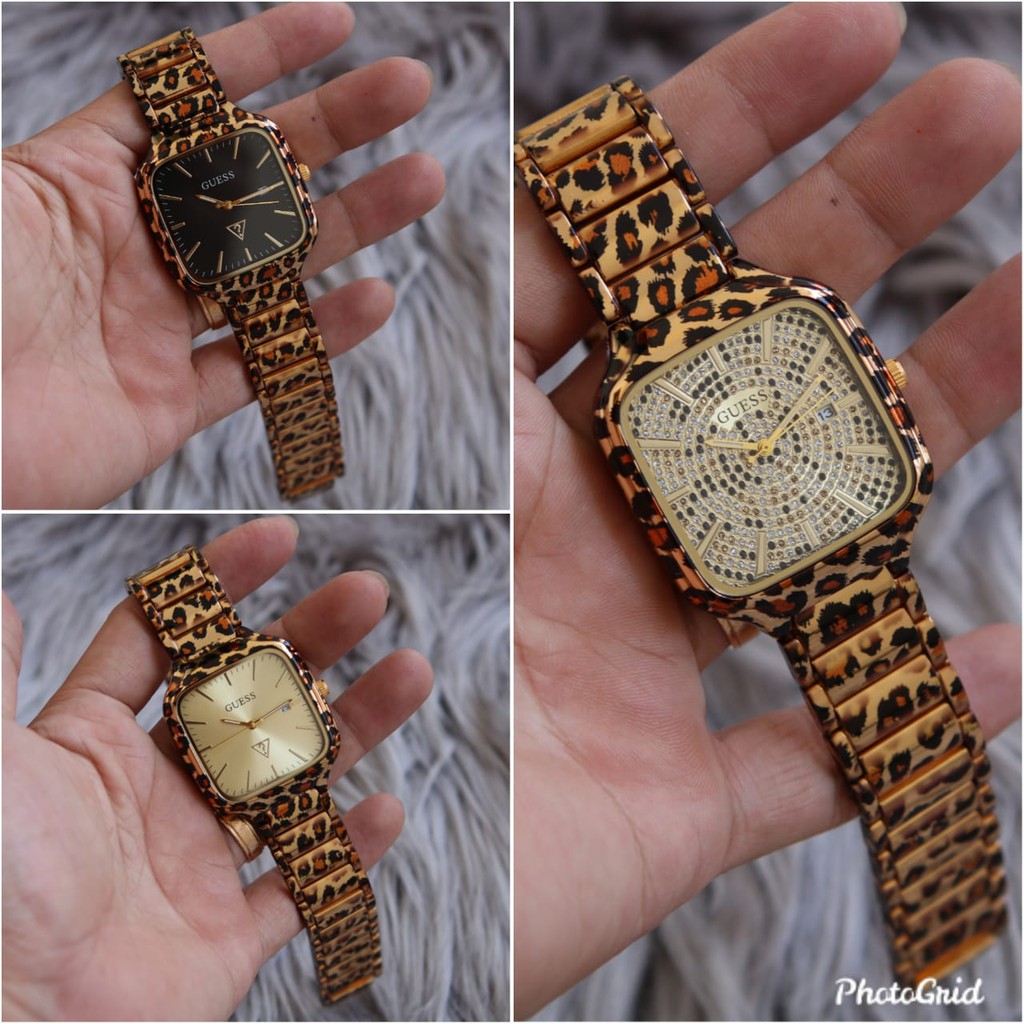 Jam Tangan Wanita Leopard Petak/jam rantai motif macan