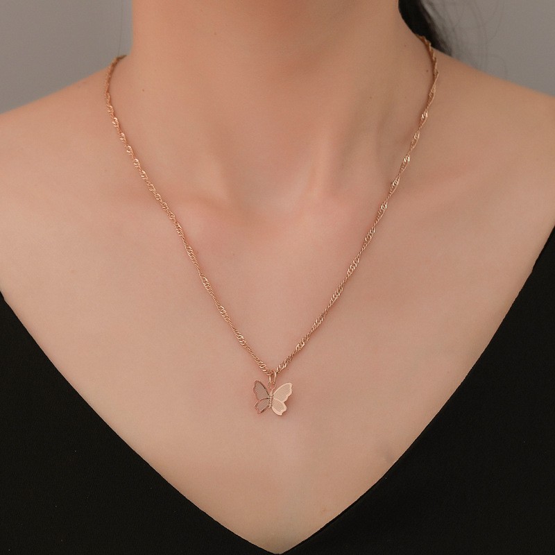 Versi Korea Rantai Klavikula Kupu-kupu Halus Kepribadian Sederhana Paduan Sederhana Lady Kalung Grosir