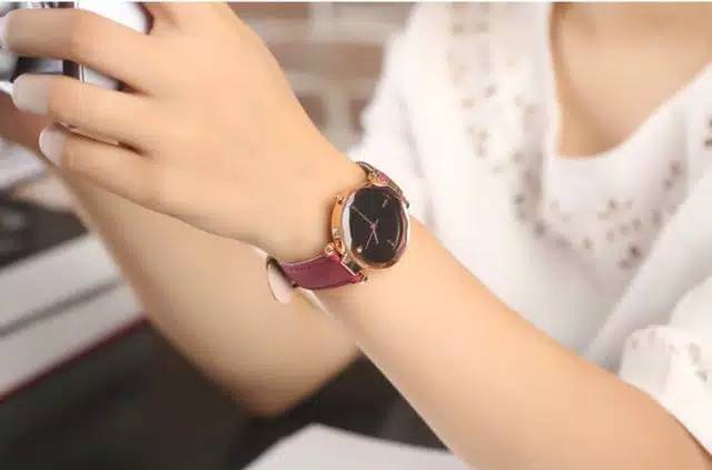 ( Dikirim Dari Jakarta ) Ready 6 Warna Jam Tangan Wanita Diyoor Permata Diamond Strap Merah