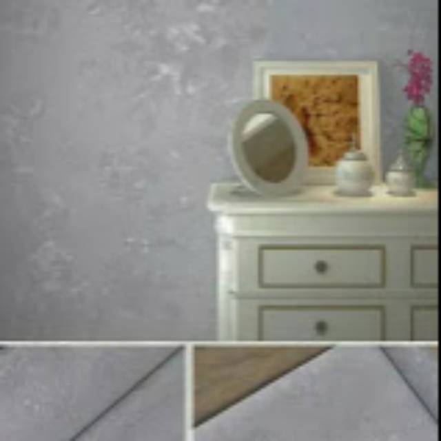 Wallpaper dinding motif bunga silver abu-abu elegant minimalis terlaris