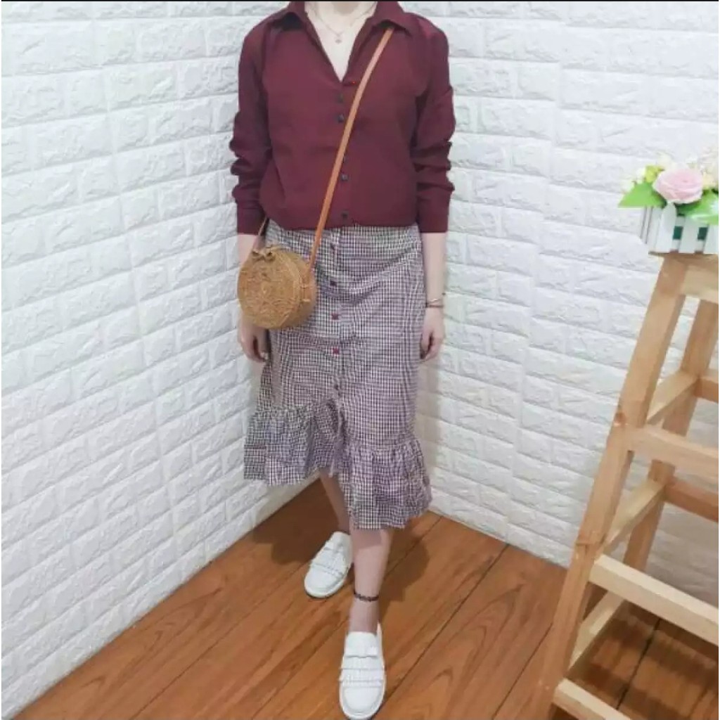 KEMEJA WANITA POLOS CAROL SHIRT BAHAN TEBAL-3
