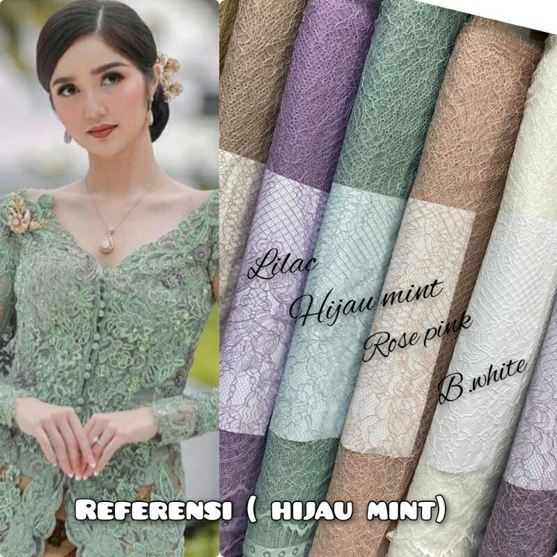 Brukat Brokat Semi Prancis Chantily Bakal Kain Santili Lembut Bahan Kebaya Santly Hijau Sage Avocado