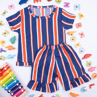 SF Setelan Ruffle Anak Perempuan Karkater Bt 21  / Setelan Anak Perempuan Karakter Kartun-LINEA NAVY