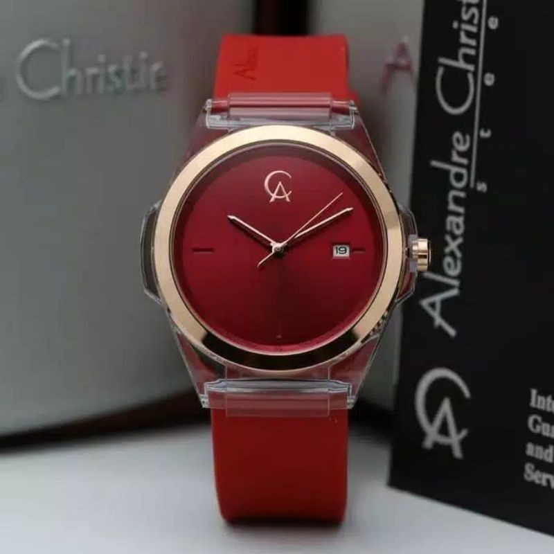 ALEXANDRE CHRISTIE AC 2809 WANITA ORIGINAL ROSEGOLD RED RUBBER