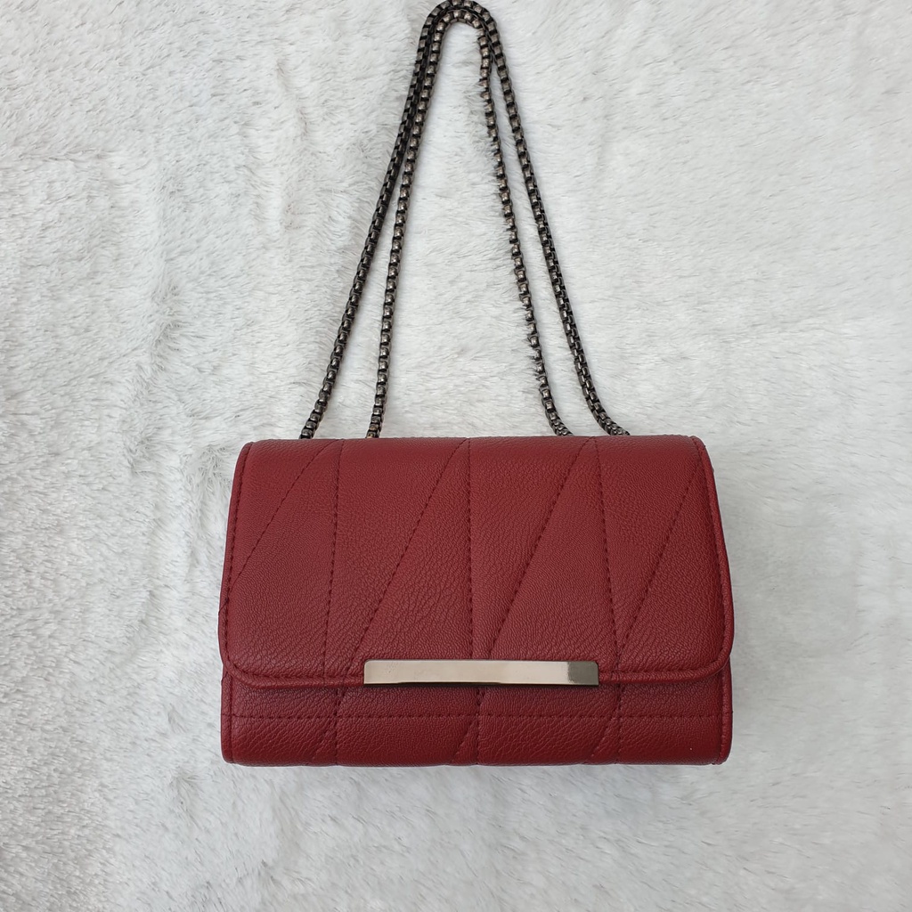 Tas Wanita Embose Tali Rantai Ulir Tebal Tas Selempang Perempuan Rantai Enola 7051 Original-5