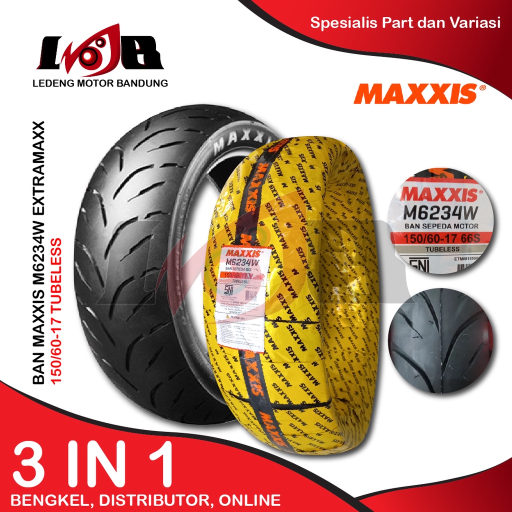 Maxxis 150/60-17 66S M6234W Ban Belakang Ninja 250 CBR 250 R25 Tubeless Motor Sport