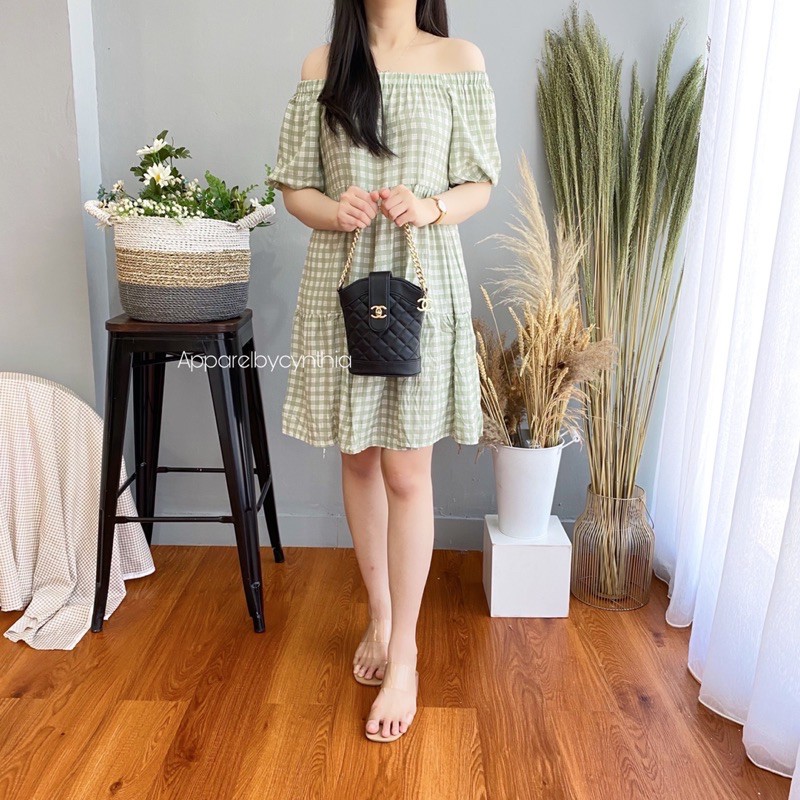 Adeline Dress Square Sage green Lilac