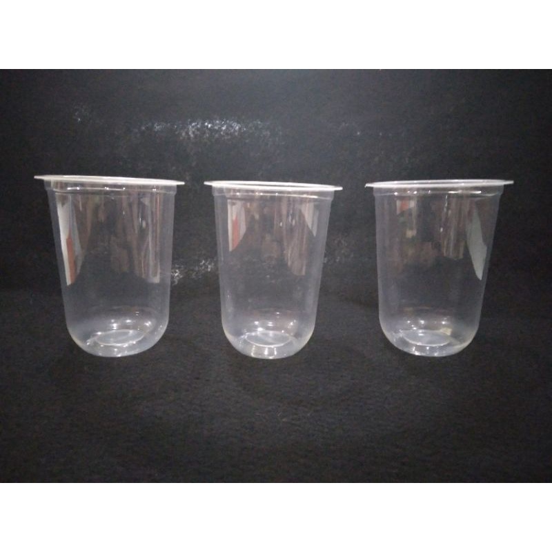 @50pcs Gelas Plastik OVAL 14oz 16oz / Gelas Oval 14oz 16oz