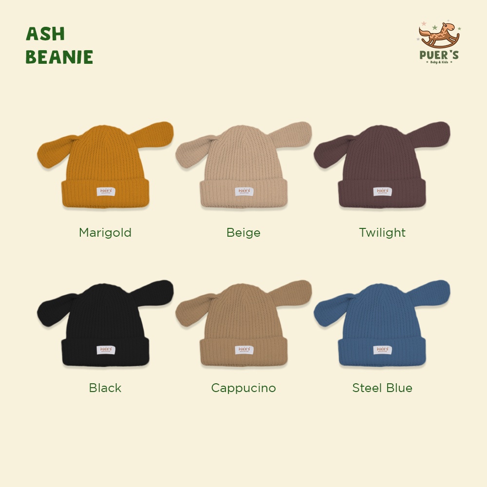 BEANIE BAYI PUER'S ASH BEANIE ( TOPI BAYI/ TOPI ANAK /BEANIE ANAK/ KUPLUK BAYI)