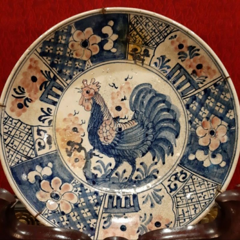 Piring Pajangan Ukuran Jumbo Retak Seribu Motif Shio Ayam