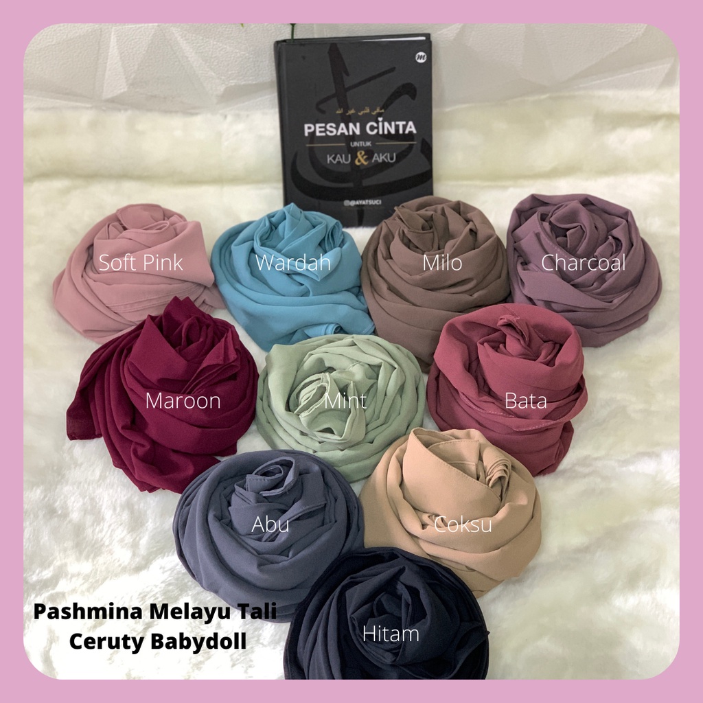 Pashmina Instan Malay / Hijab Instan / Pashmina Melayu Cerutty Babydoll Ukuran 180X75