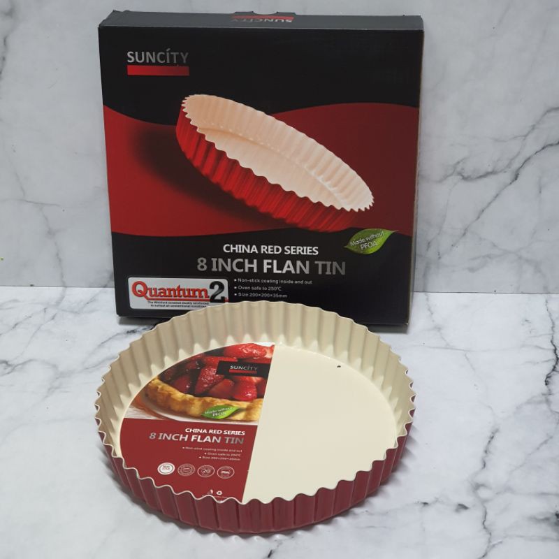 Suncity Red 8 inch Flan Tin cake pan / loyang pie / egg tart