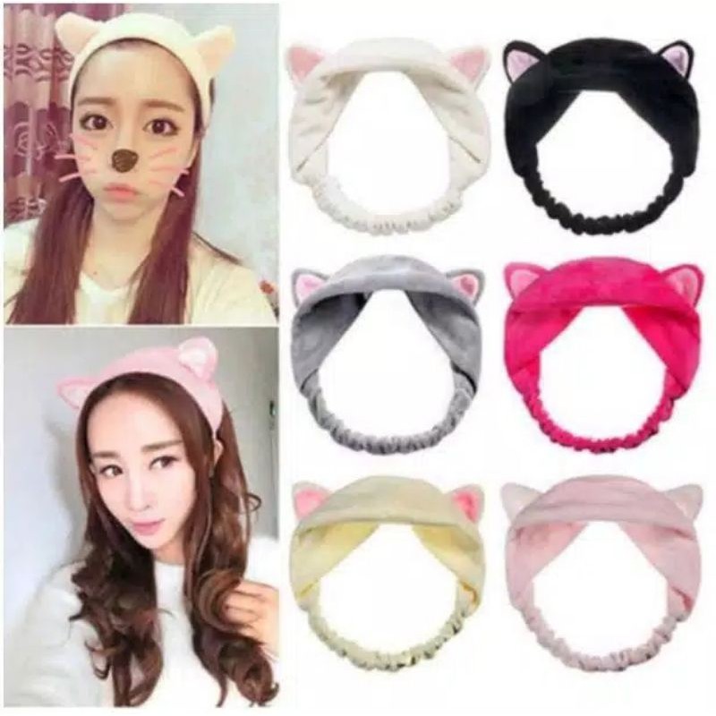 Bando Kucing Bandana Bludru Masker Mandi Cuci Handuk Headband Hat Cat Bando Mandi