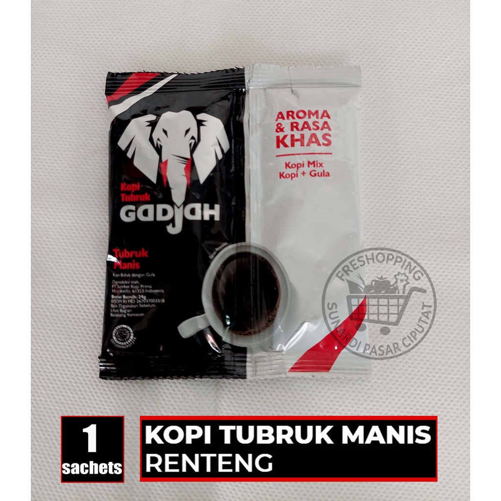 Kopi Tubruk Gadjah Manis + Gula persachet 25gr