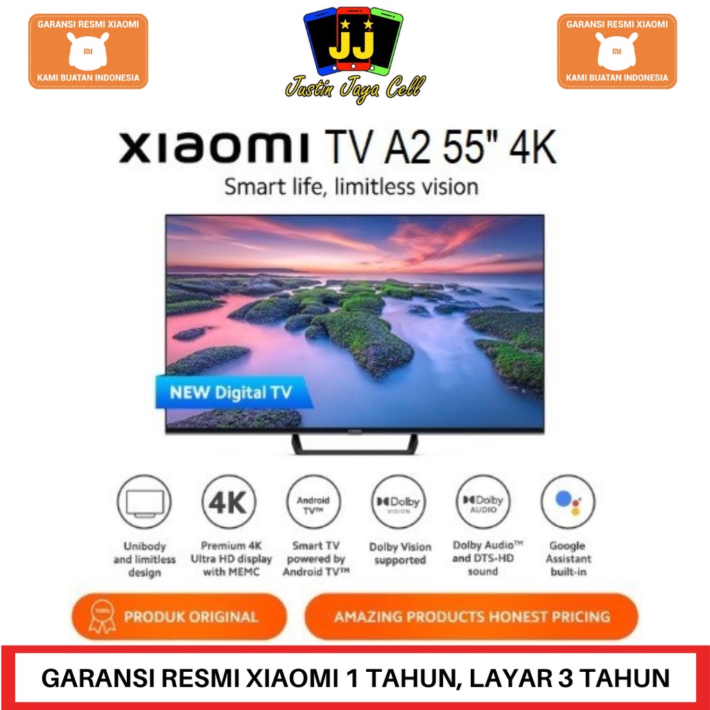 XIAOMI MI TV A2 55&quot; INCH DIGITAL ANDROID SMART TV GARANSI RESMI XIAOMI 1 TAHUN LAYAR 3 TAHUN