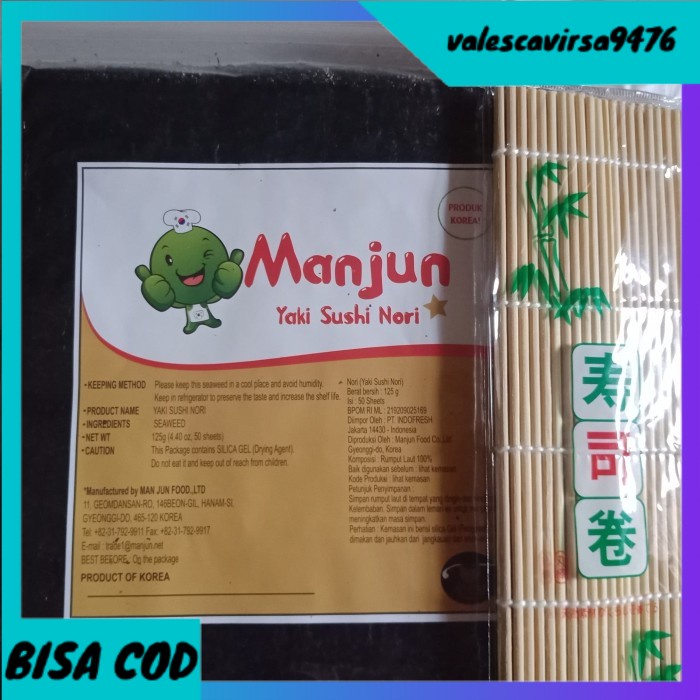 

⭐BISA COD⭐ Paket Manjun Yaki sushi Nori 50 lembar + Sushi Mat