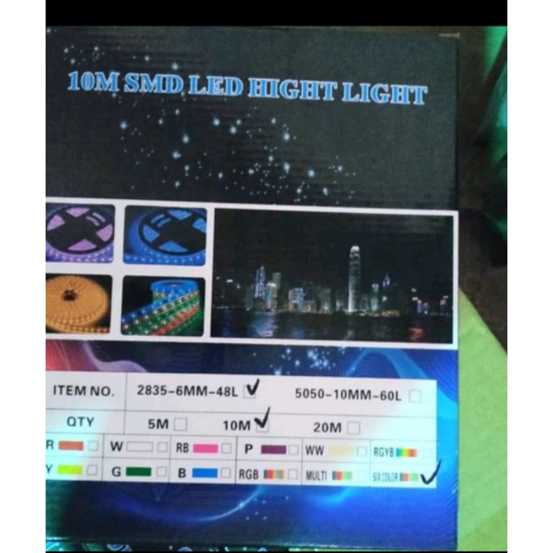 Lampu selang gepeng RGB + controler.Lampu led strips 8M