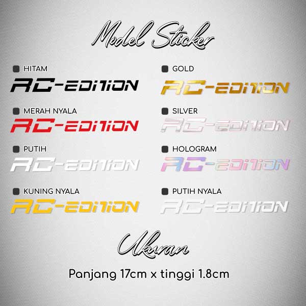 Stiker RC Edition Shock Bottom / Sticker Shock Depan RC Edition / Stiker RC Edition Vietnam / Sticker Shock Breaker RC Edition Glossy Waterproof / Sticker Hologram RC Edition