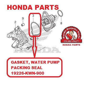 ORING PACKING SIL GASKET TUTUP WATER PUMP VARIO 125 150 PCX 19226-KWN-900 ORIIGNAL HONDA