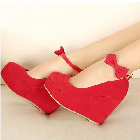 SSEPATU WEDGES GELANG PITA TB-1072 MERAH