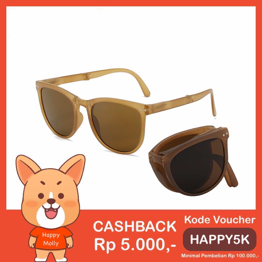 Kacamata Lipat [ Cokelat ] UV400 - Anti Radiasi - Sunglasses Pria &amp; Wanita Korea - HM8092