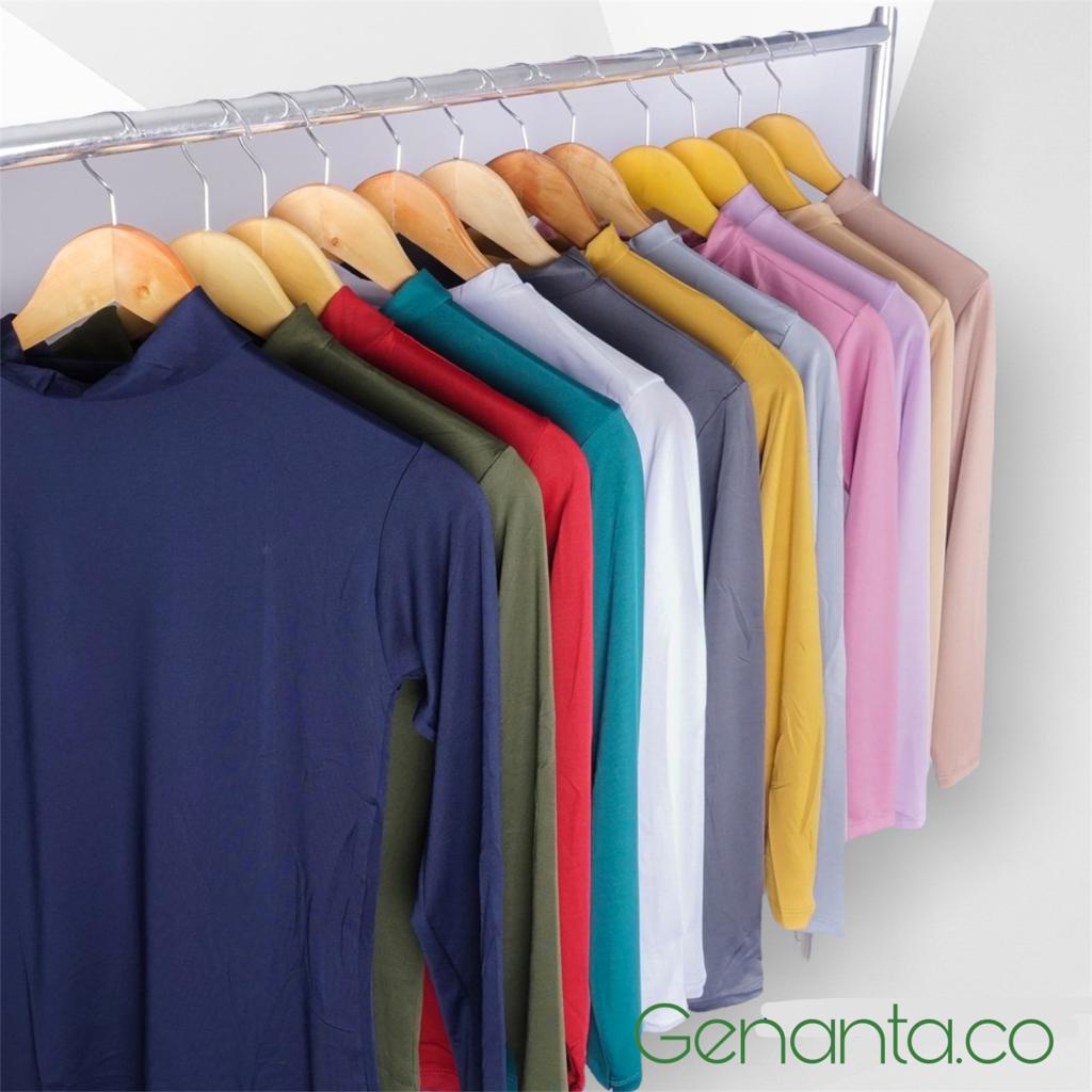 GNT - Kaos Longsleeve Inner Manset Hayneck/Mangset Oblong Qirani Polos Dalaman/Baju Lengan Panjang H