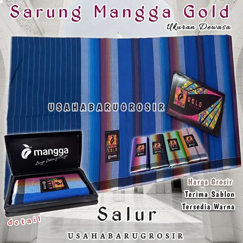 Sarung Mangga Gold salur Bahan katun ukuran Dewasa Tenun made in indonesia